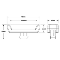 66-130-0 MODULAR SOLUTIONS CABLE TIE DOWNS 1/4 TURN CABLE BLOCK, 45MM, GRAY